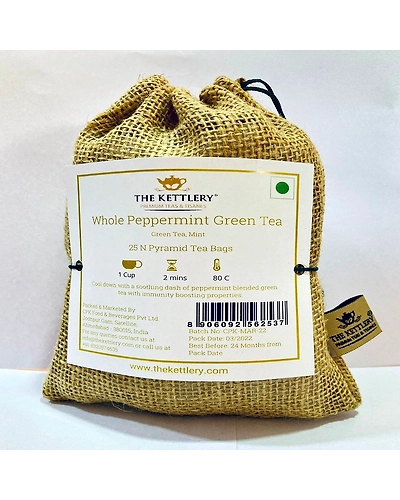 Whole Peppermint Green Tea Bags (Pack of 25)-TK-016