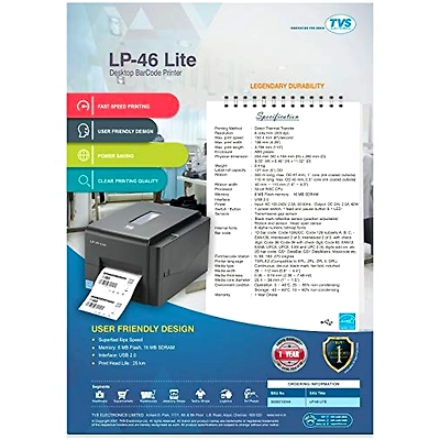 TVSE LP 46 LITE - 203DPI - USB BARCODE PRINTER