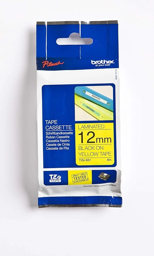 Brother TZe-631 Laminated 12mm Black on Yellow Tape-1