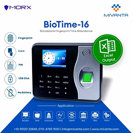 Morx Biotime 16 STANDALONE FINGERPRINT TIME ATTENDENCE With(Excel Report OutPut)/ RIDDHI SIDDHI COMP