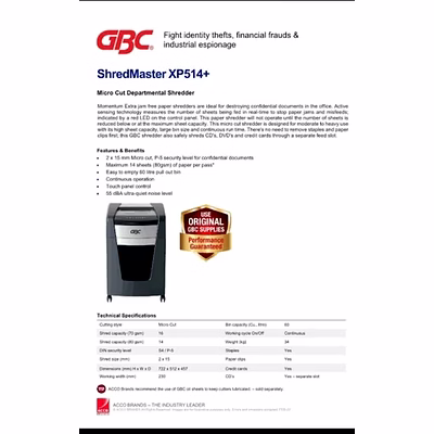 shred m-cut gbc shredmaster xp514+