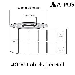 BARCODE LABEL 50MM X 25MM X 4000 2UP DIRECT THERMAL