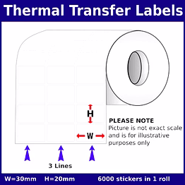 barcode labels 30mm x 20mm x 6000 3up direct thermal