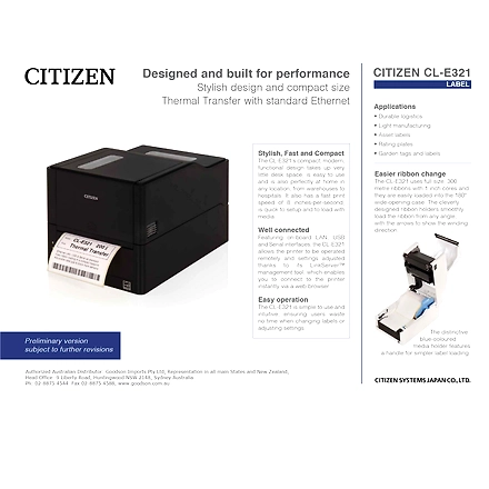 CITIZEN CL-E331 (300 DPI) LAN BARCODE PRINTER | RIDDHI SIDDHI COMPUTERS