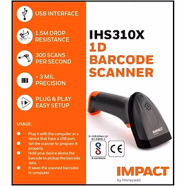 BARCODE SCANNER IMPACT IHS310X 1D WIRED /  RIDDHI SIDDHI COMPUTERS