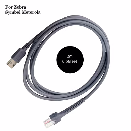 USB to RJ45 Barcode Scanner Cable for Zebra &amp; Symbol Scanners - 2m/6ft USB Cord-2