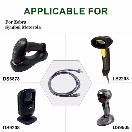 USB to RJ45 Barcode Scanner Cable for Zebra &amp; Symbol Scanners - 2m/6ft USB Cord-1