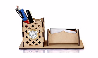 Wooden Pen Stand & Card Holder