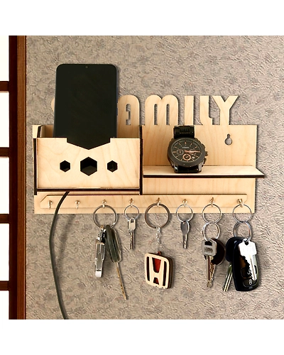 Unique FAMILY Key Stand With Mobile Stand-White-3