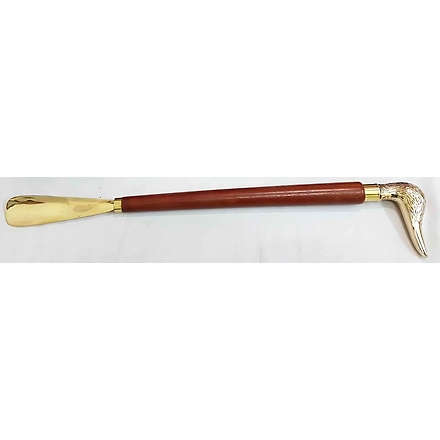 WOOD BRASS LONG ARM SHOE HORN-same-1