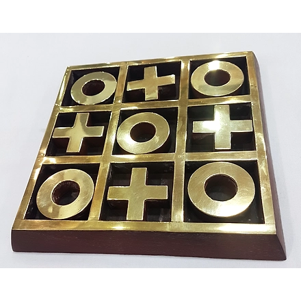 Wood brass Tic Tac Toe-11379100