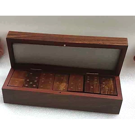 WOOD BRASS DOMINO BOX GAME-SAME-SAME-2