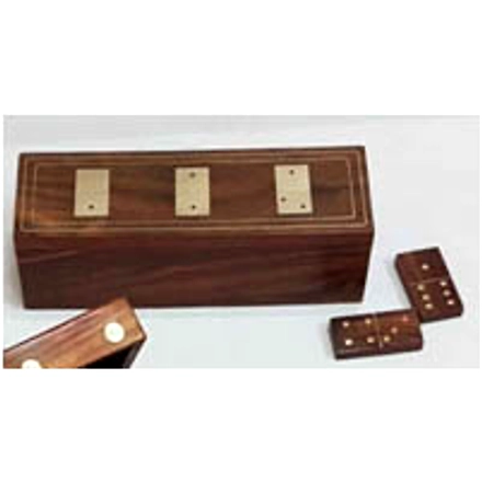 WOOD BRASS DOMINO BOX GAME-SAME-SAME-1