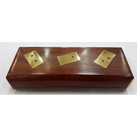WOOD BRASS DOMINO BOX GAME-11379176