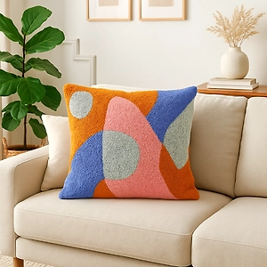 Exquisite Hand Made Cushion Cover - Premium Cotton Fabric with Aari Embroidery
