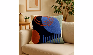 Decorative Cushion Cover with Aari Embroidery and Hand Block Print