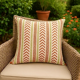 Handcrafted Garden Cushion Cover - Cotton Slub & Cotton Duck