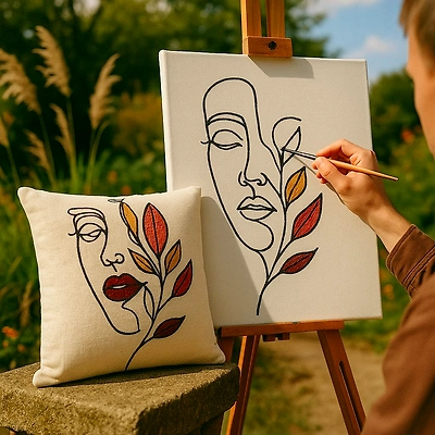 Cushion Cover with Hand Embroidery-1