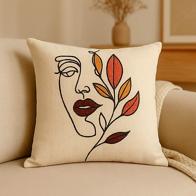Cushion Cover with Hand Embroidery-11916304