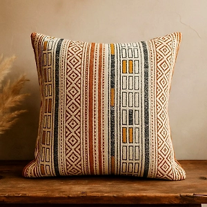 Hand-Printed Cotton Pillow Covers