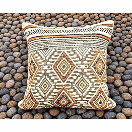 hand block printed cotton matty cushion covers with hand embroidery