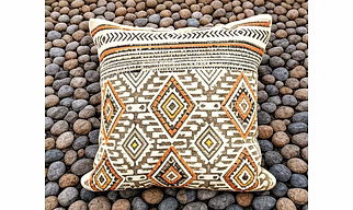Hand Block Printed Cotton Matty Cushion Covers with Hand Embroidery