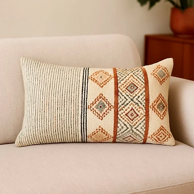 Stunning Cotton Printed Cushion Cover with Embroidery Designs-1
