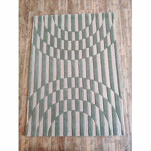 Swirl Wool Area Rug in Beige & Green - Luxurious Home Decor Accent