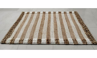 Handwoven Jute & Wool Stripe Area Rug - Natural Elegance for Your Home