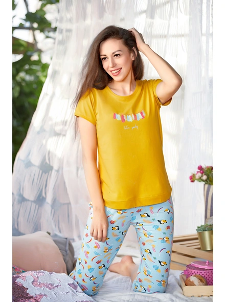 YELLOW TOP WITH SKY BLUE CAPRI-CP-8808-S