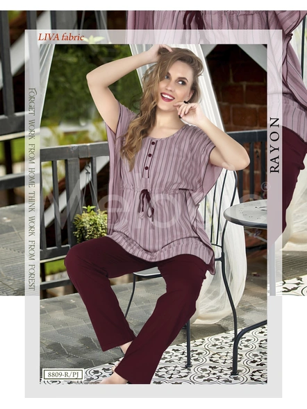 MAROON TOP WITH NAVY FLORAY CAPRI-CP-8809-M