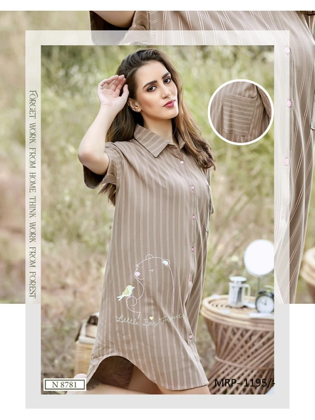 BROWN STRIPED FRONT OPEN-N-8781-S