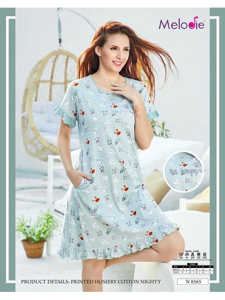 GREY WITH ALL OVER CARTOON PRINTED NIGHTY-N-8565-M