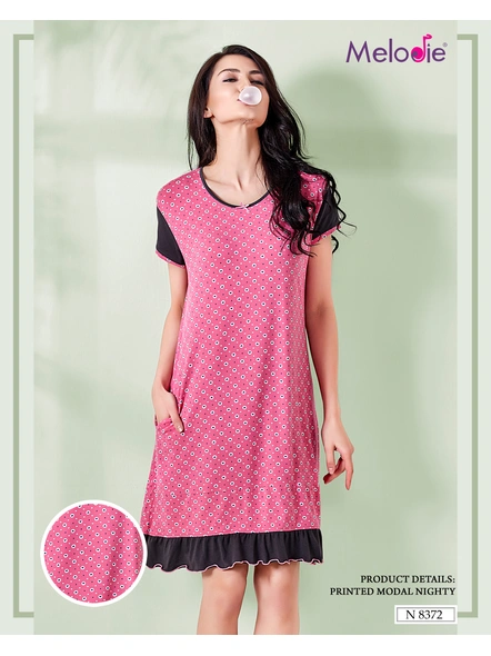 PINK MODAL ALL OVER PRINTED SHORT NIGHTY-N-8372-M