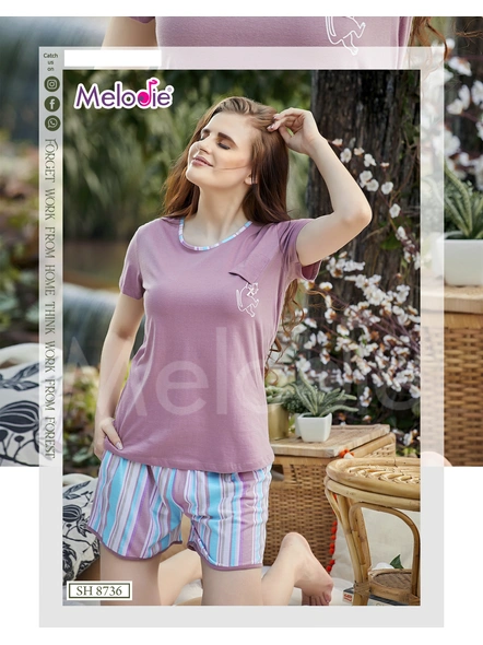 MOVUE TOP WITH STRIPED SHORT-SH-87362XL