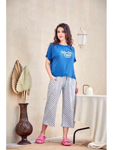 Mecit 5641 Lilac Big Size Capri Women Pajamas Set