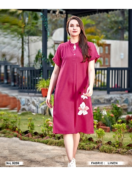 DUSTY PINK LINEN DRESS XL Melodie Lounge Wear