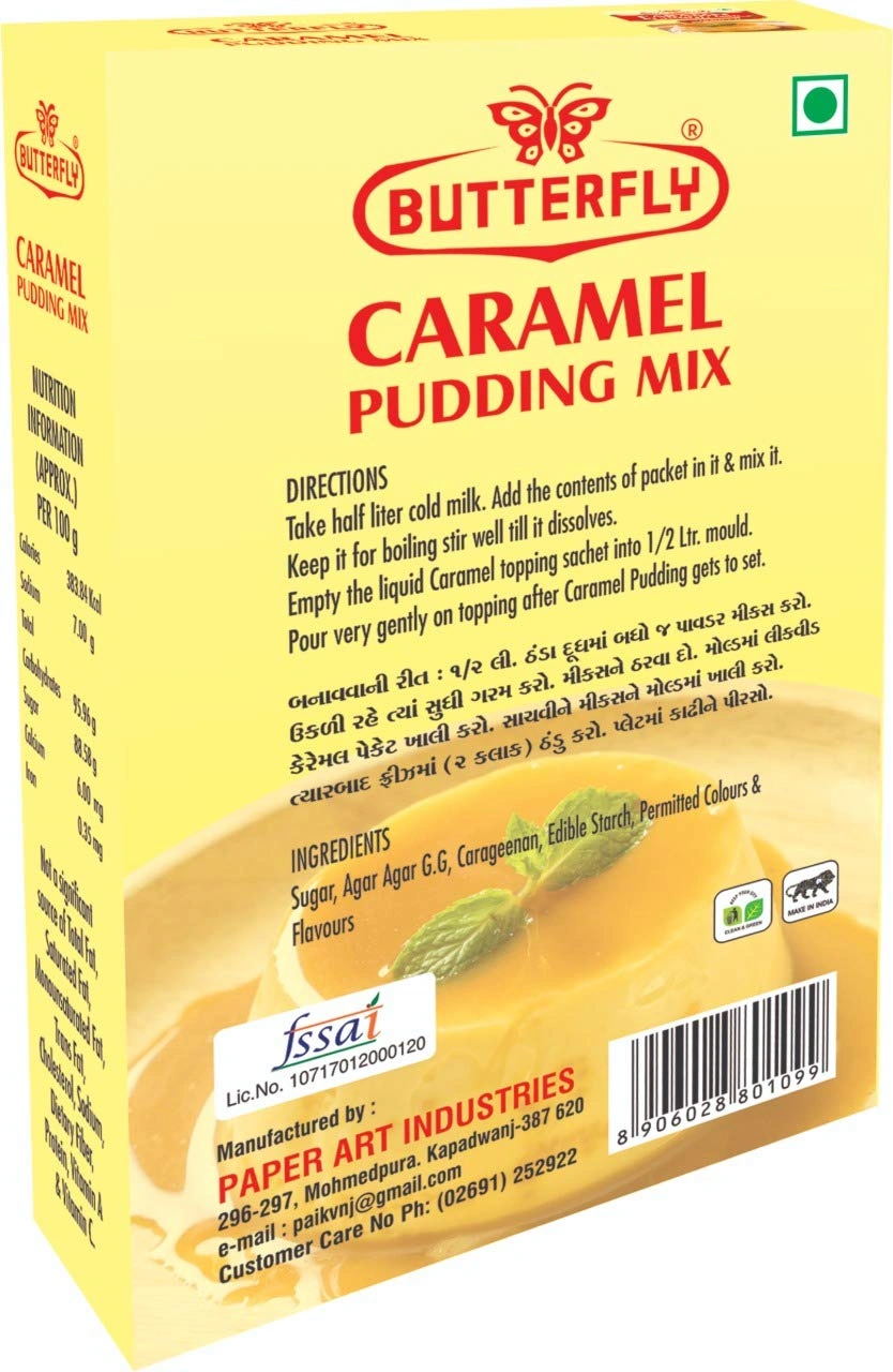 Butterfly Instant Caramel Pudding Mix, 100g (Vanilla)-1