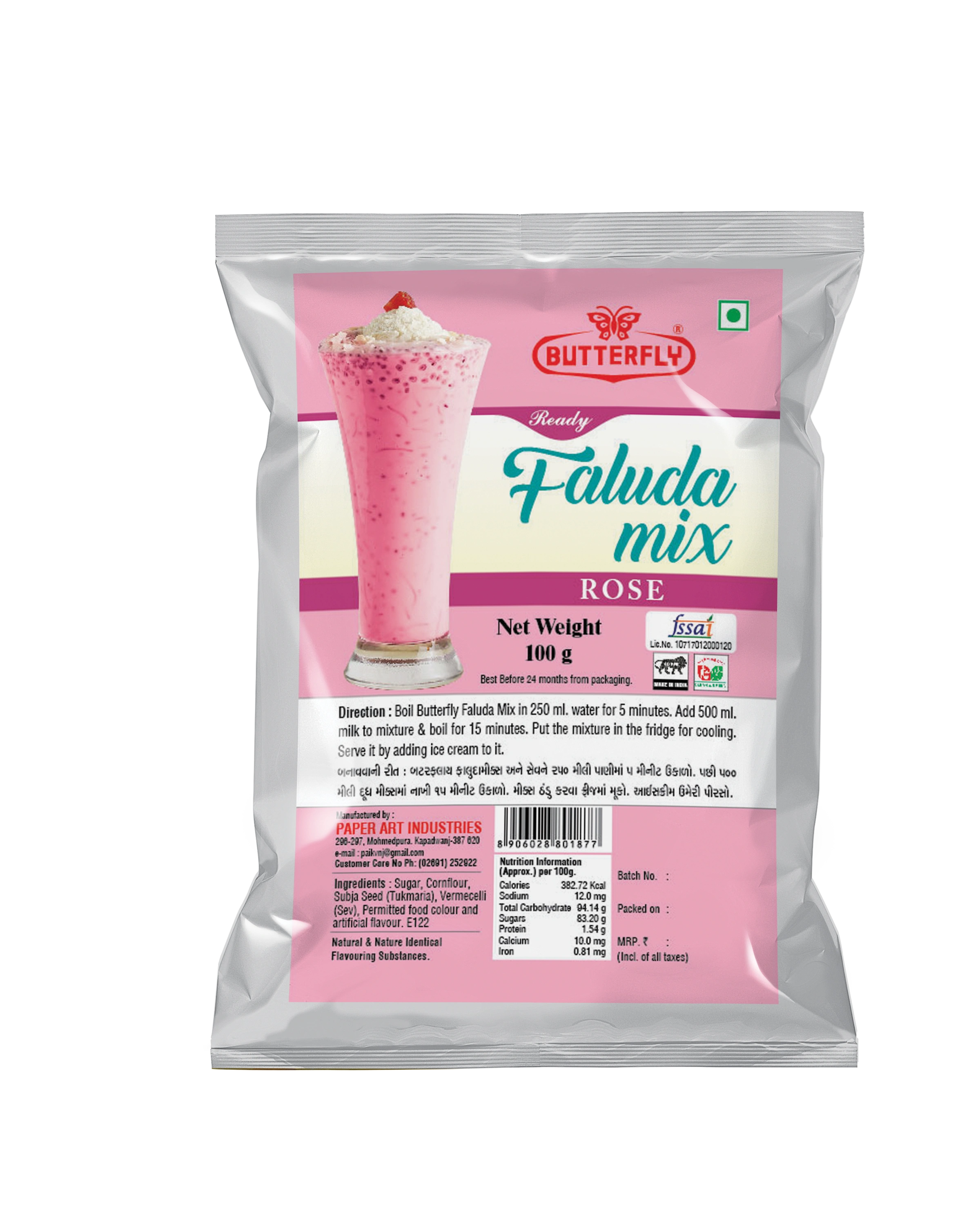 Butterfly Ready Faluda Mix (Rose Pouch)-BRF-008-100g