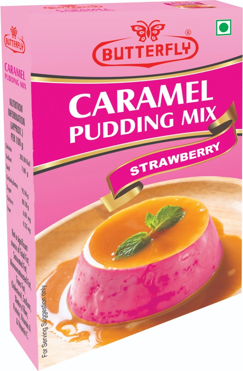 Butterfly Instant Caramel Pudding Mix, 100g (Strawberry)-BICP-032