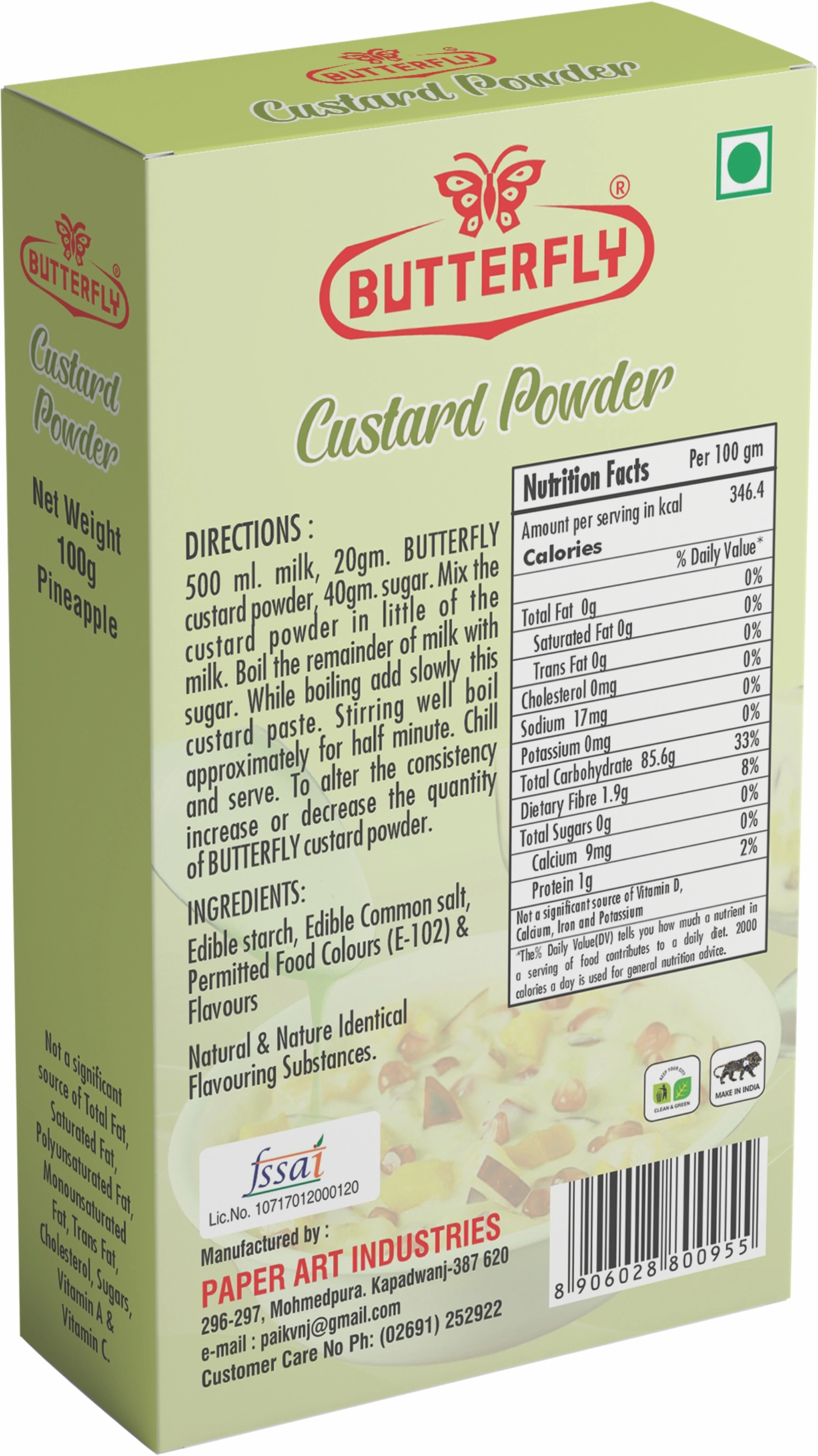 Butterfly Custard Powder, 100g (pineapple)-1