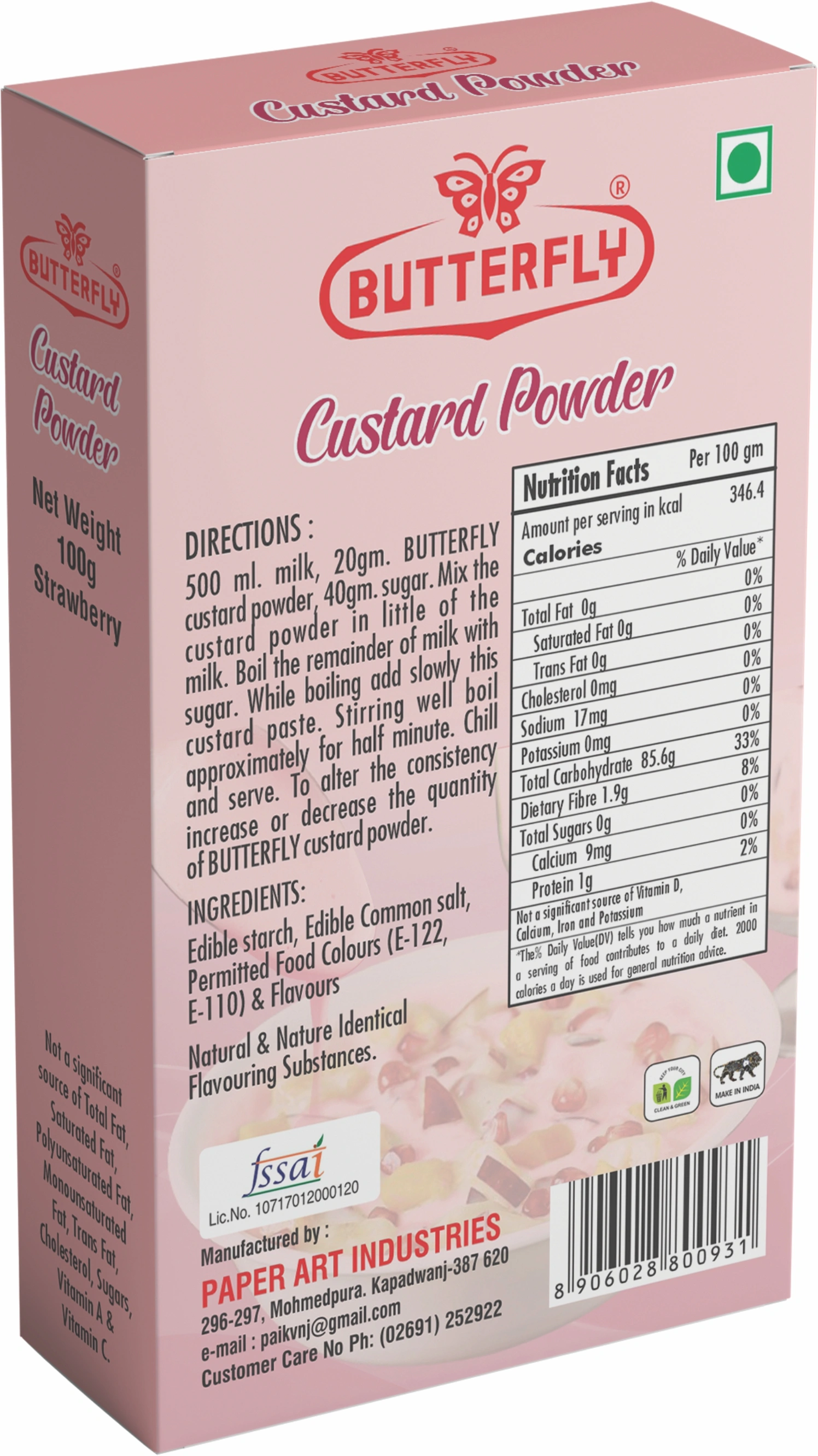 Butterfly Custard Powder, 100g (Strawberry)-1