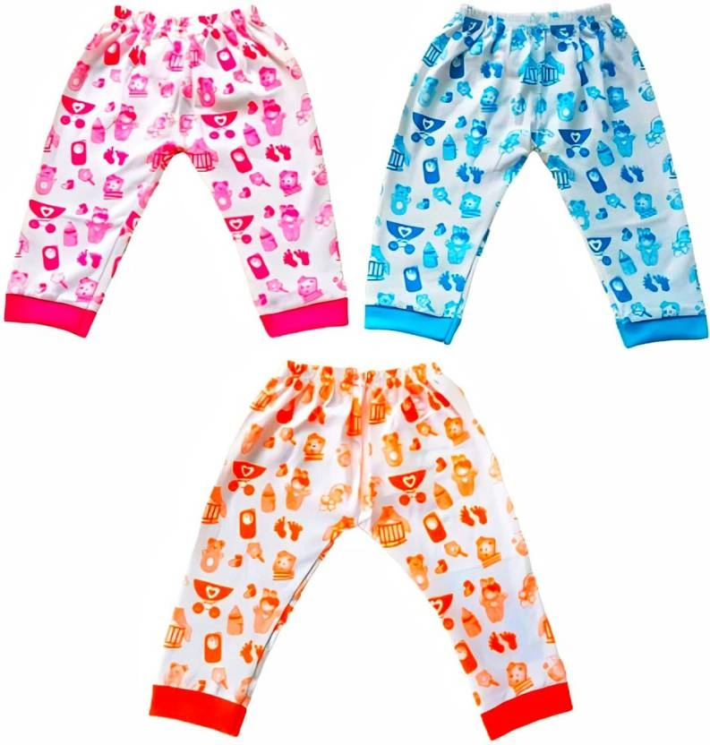 Buy Kidbee Baby Boys  Girls Cotton Soft Track Pant Cum Socks Solid 03  Months Multi Color 3pc at Amazonin