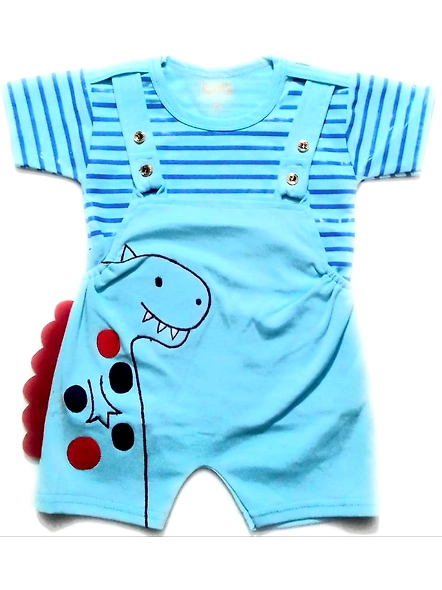 Dungaree For Baby Boys &amp; Baby Girls Party Embroidered Pure Cotton ( Pack of 1)-Blue-18 - 24 Months-1