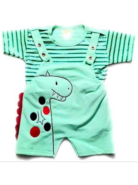 Dungaree For Baby Boys &amp; Baby Girls Party Embroidered Pure Cotton ( Pack of 1)-Rukmini-2025-0-6M-Green