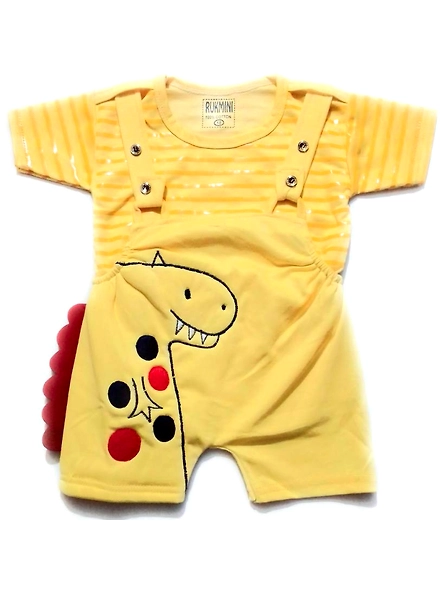 Dungaree For Baby Boys &amp; Baby Girls Party Embroidered Pure Cotton ( Pack of 1)-Yellow-6 - 12 Months-1