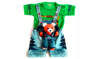 Dungaree For Baby Boys & Baby Girls Printed Pure Cotton, Denim ( Pack of 1)