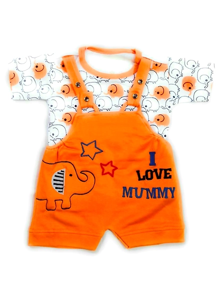 Baby Boys &amp; Baby Girls Party (Festive)T-shirt Dungaree-Rukmini-2102-0-6M-Orange