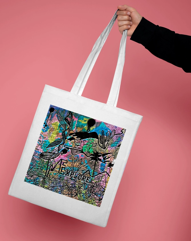 Explore the unknown Tote Bag-Black-1
