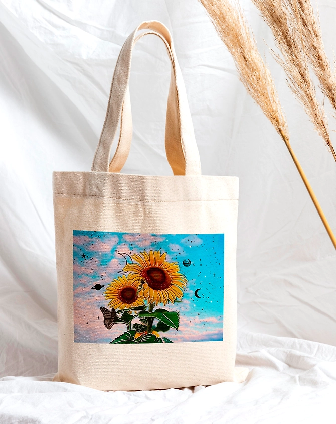 Sunflower Tote Bag-Black-1